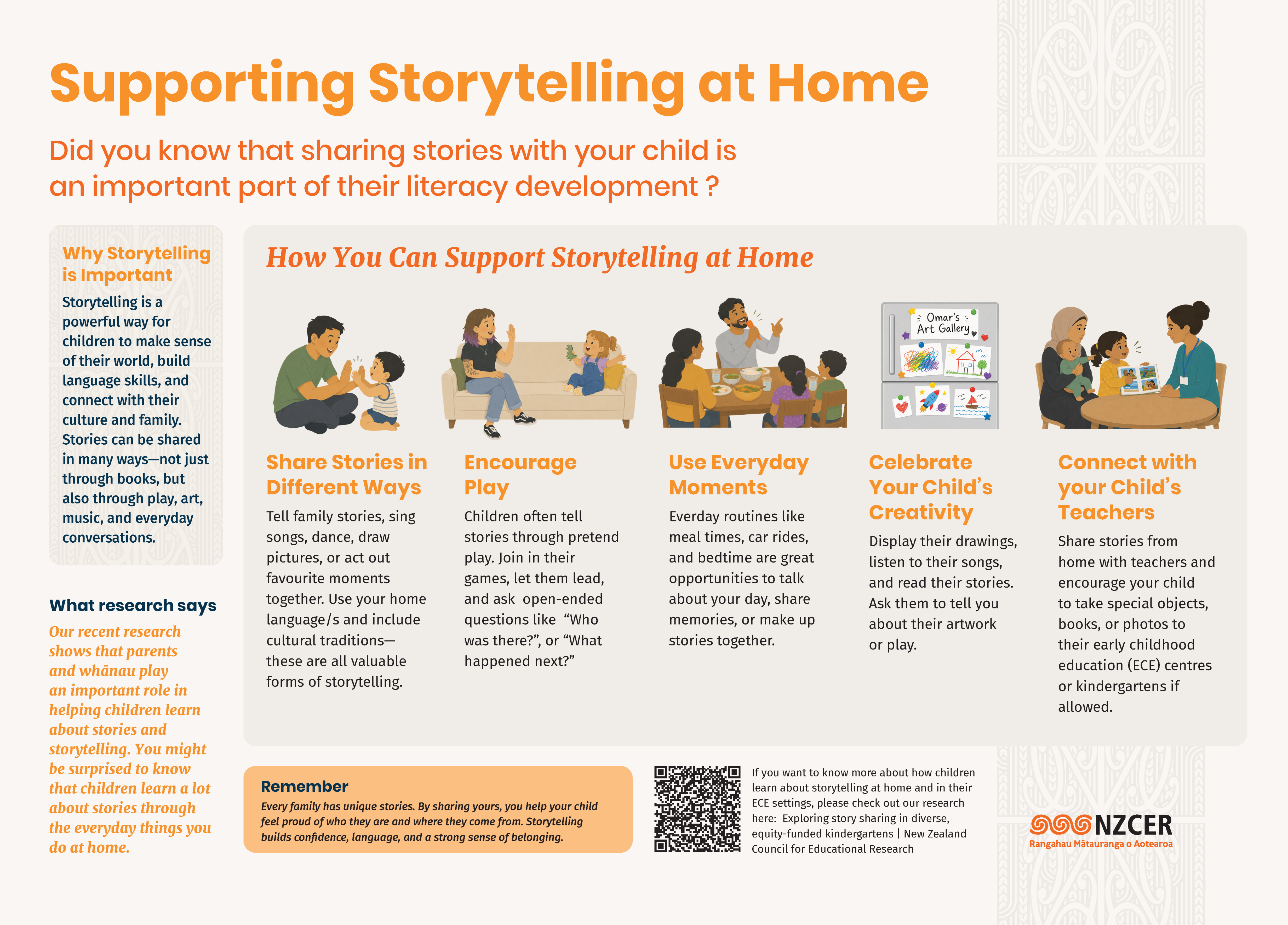 Fostering early childhood storytelling - whānau poster
