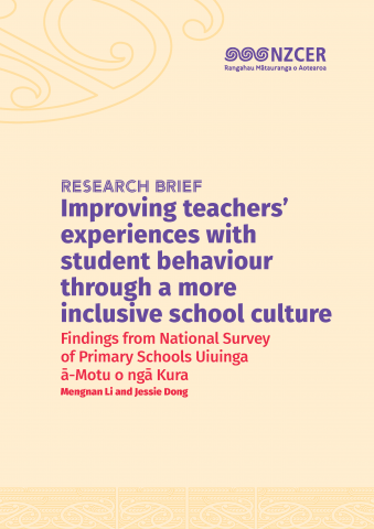 Yellow cover with purple text for the report Improving teachers’ experiences with student behaviour - Findings from National Survey