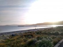 A photo of a beach early in the morning