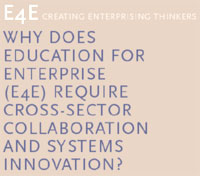 Why does Education for Enterprise (E4E) require cross-sector collaboration and systems innovation?